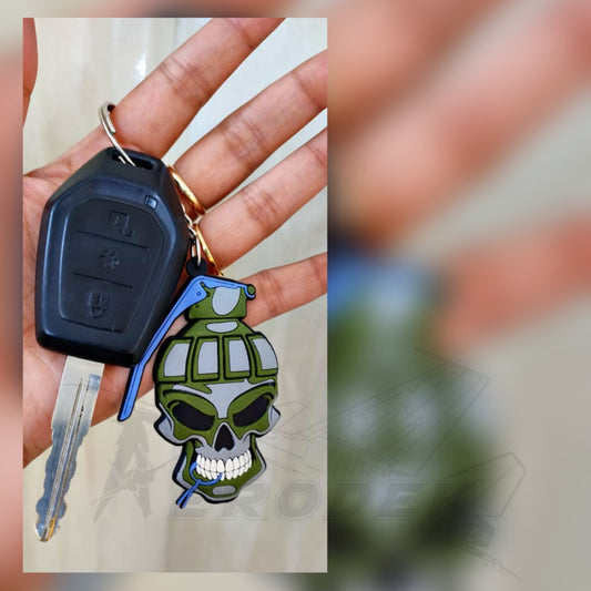 Grenade shaped Army keychain