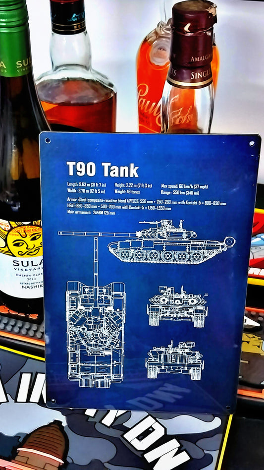 T90 Tank Armoured wooden wall hanging