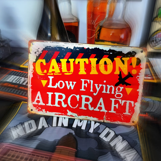 Caution Low Flying Aircraft wooden wall hanging